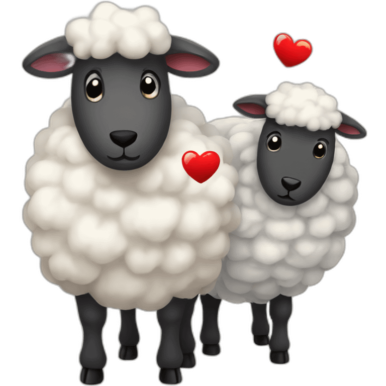 Male and female sheeps in love with hearts  emoji