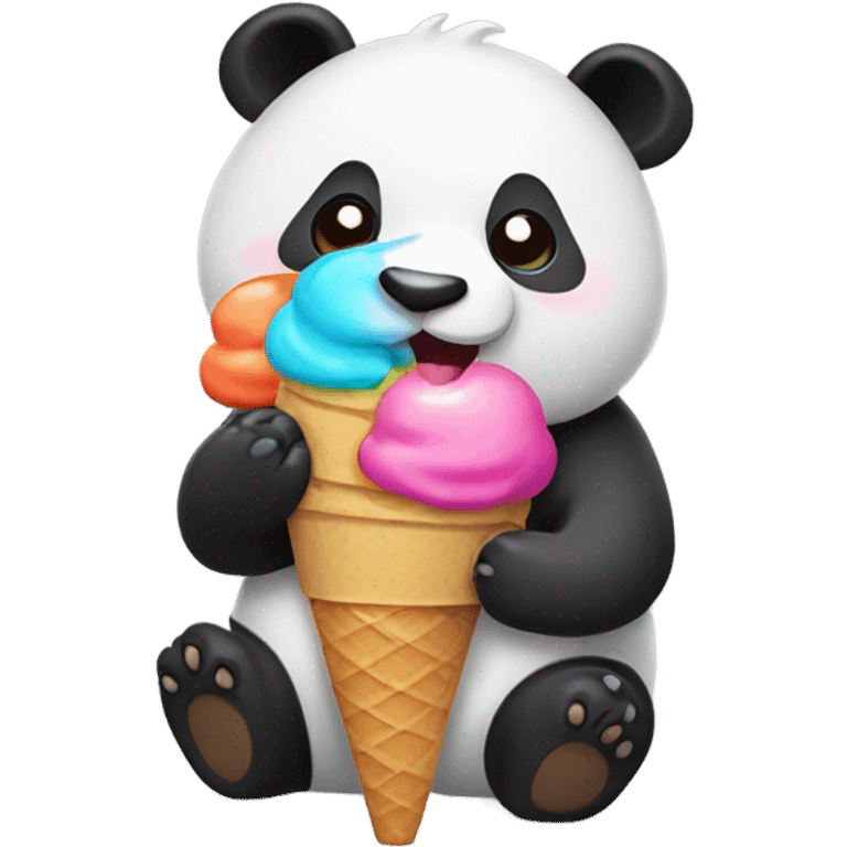 Panda eating ice cream emoji