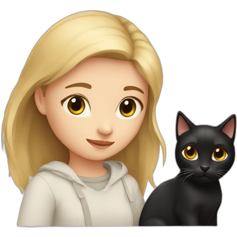 girl and boy with their black cat emoji