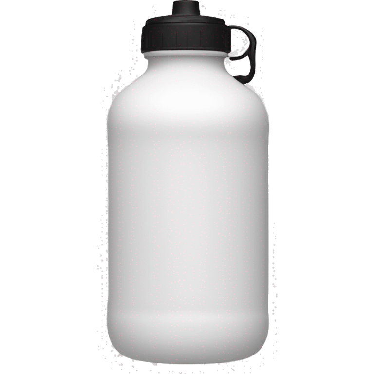 white water bottle with "white lid", white silicone flexible half circle handle strap emoji