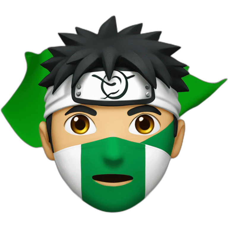 Naruto wears a mask with the Algerian flag emoji