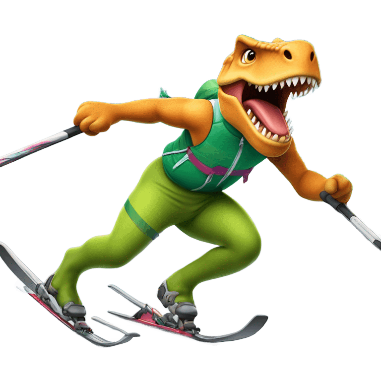 A dinosaur cross country sking emoji