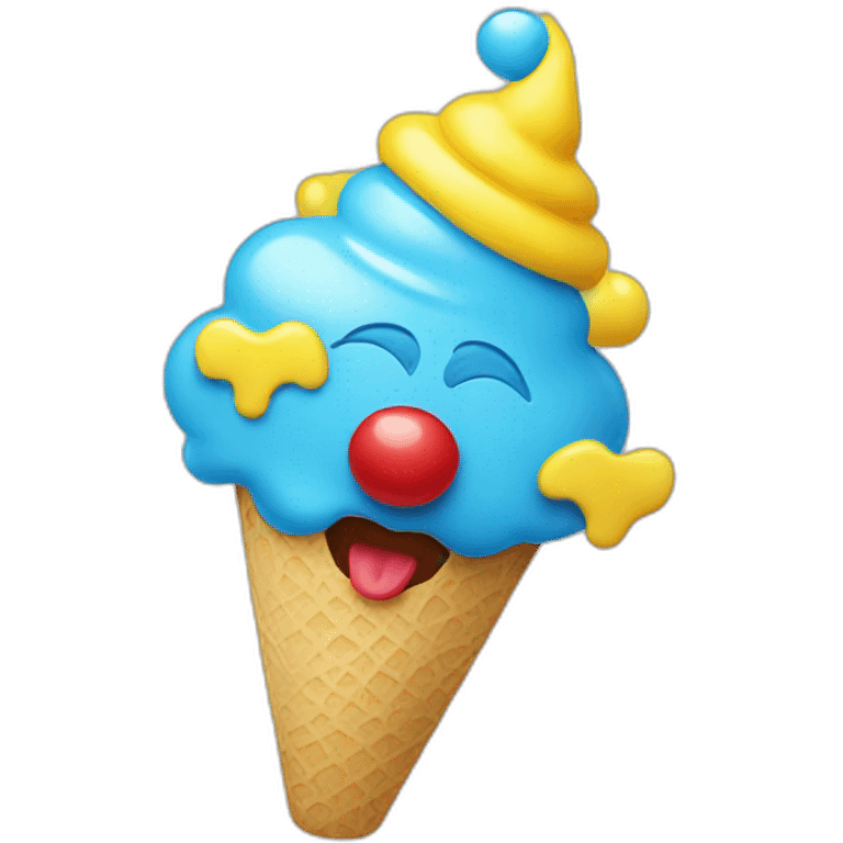 clown eat yellow-blue icecream emoji