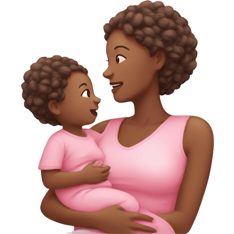 Mom and baby pink cute emoji