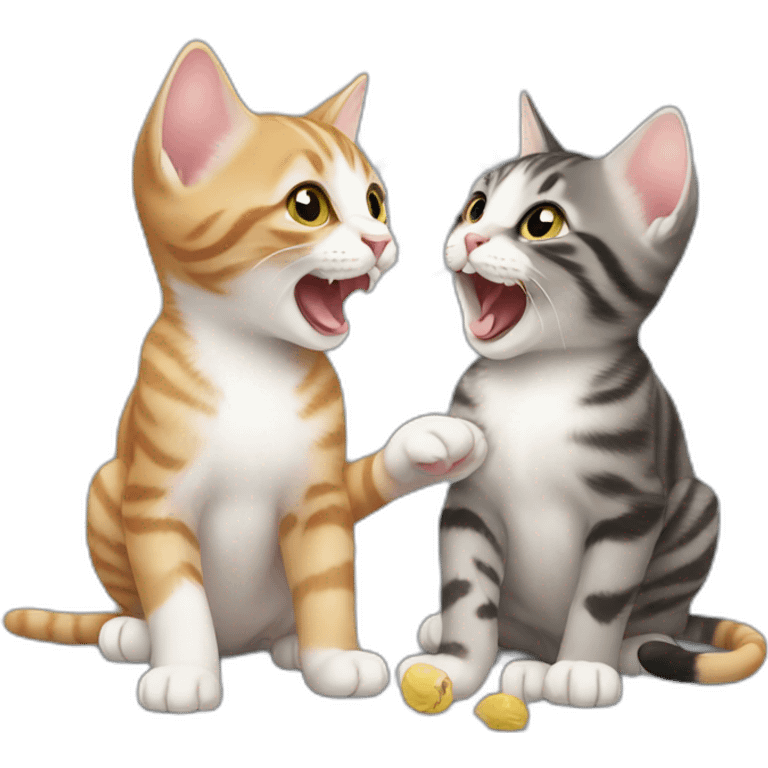 two kittens catch a mouse emoji