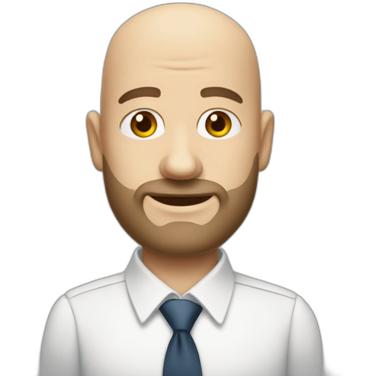 short white bald man with beard in shirt and tie emoji