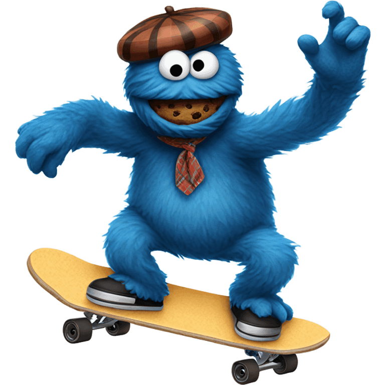 Cookie Monster riding a skateboard  emoji