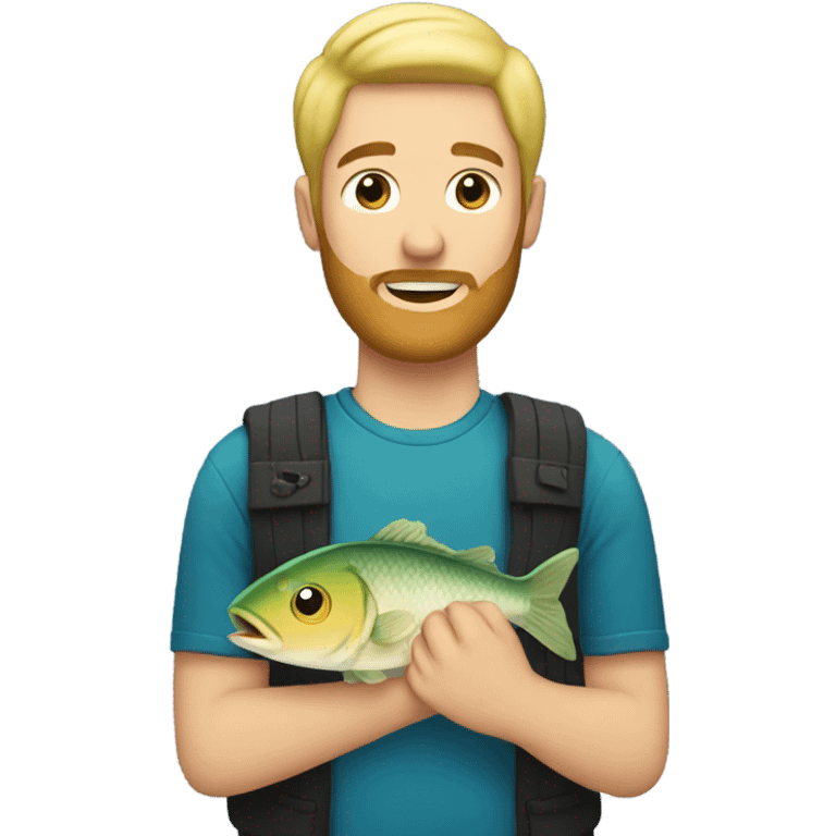 blonde guy with beard holding a fish  emoji