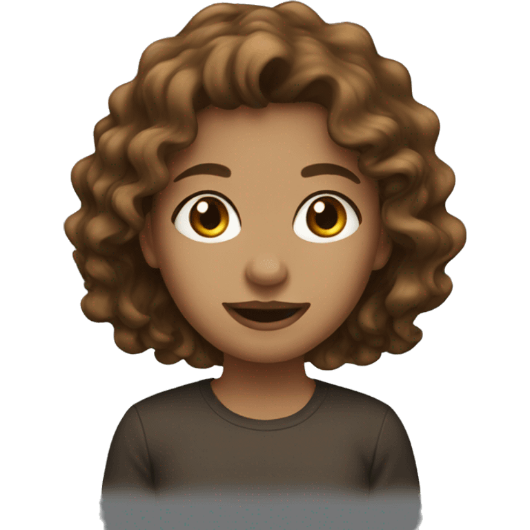 Wavy brown hair girl emoji