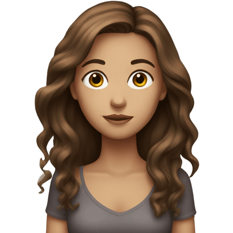 realistic girl with brown hair emoji