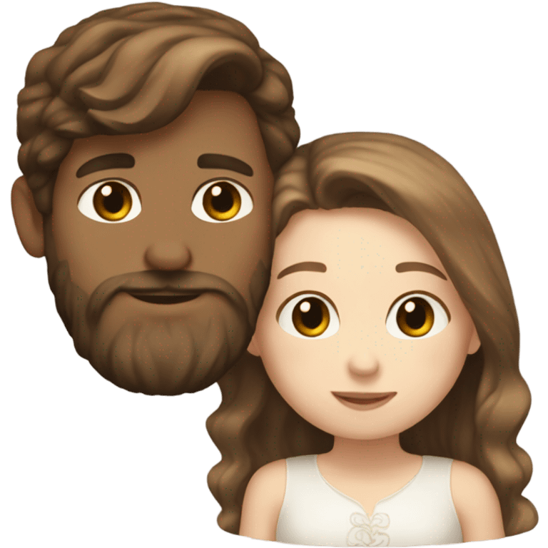 White Boy brown hair and beard kissing white girl with long brown hair emoji