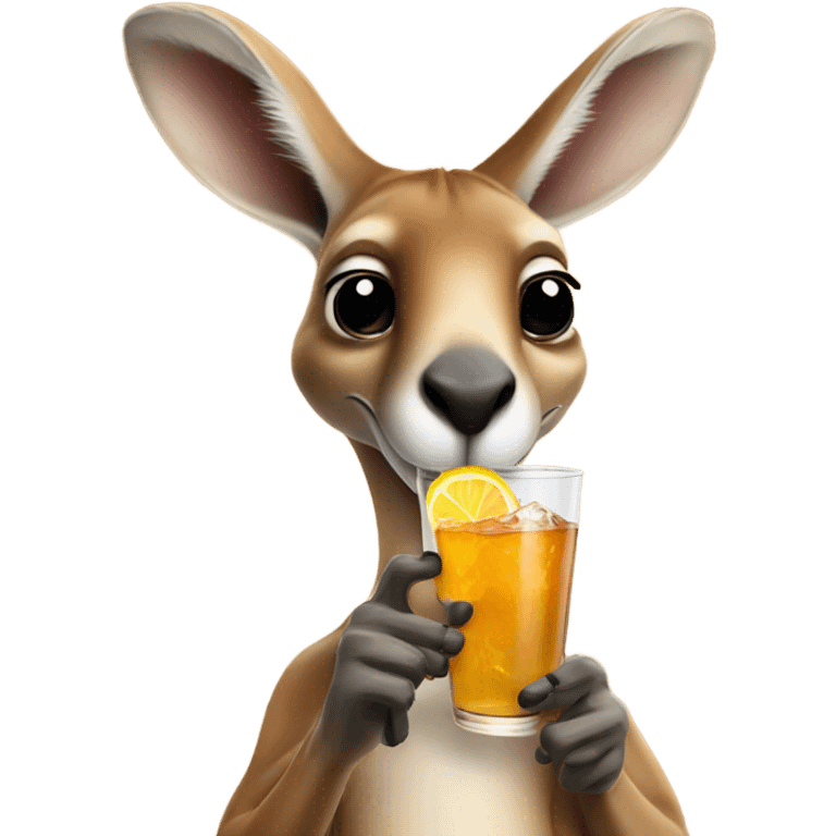 Kangaroo with a drink emoji