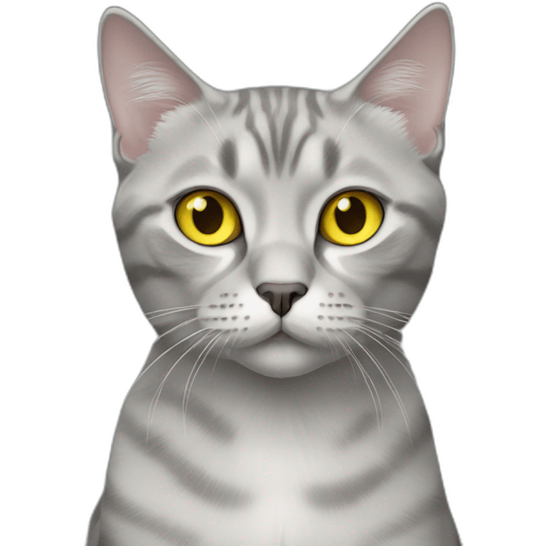 Silver marble Scottish straight cat with yellow eyes emoji