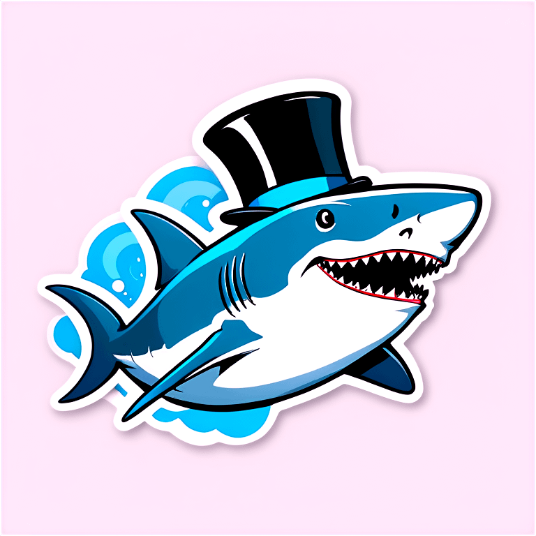 Shark with a top hat emoji