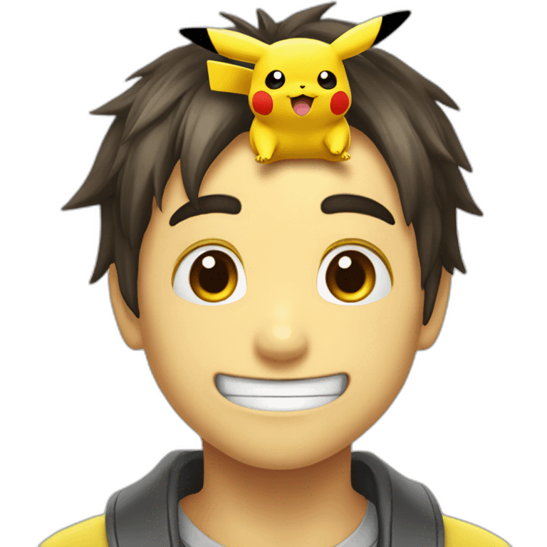 Tête de pikachu qui pleure de rire emoji