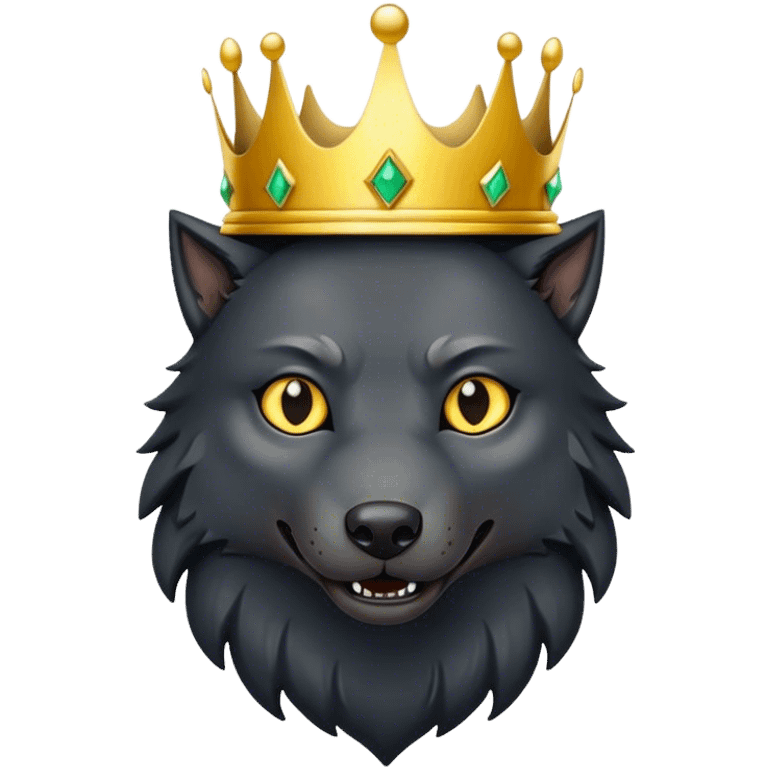 Scary Black Wolf with Gold Crown emoji