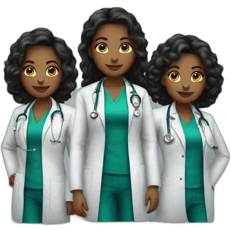 Group of nine girls doctors emoji