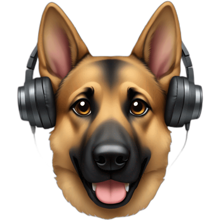 german shepherd black ears with headphones emoji