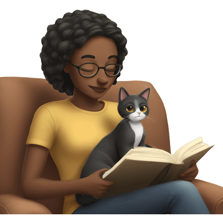 Reading with my cat emoji