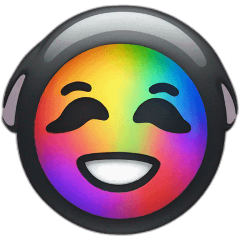 black blushing face with rainbow emoji