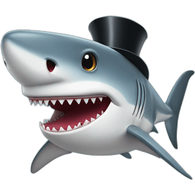 Shark with a top hat emoji