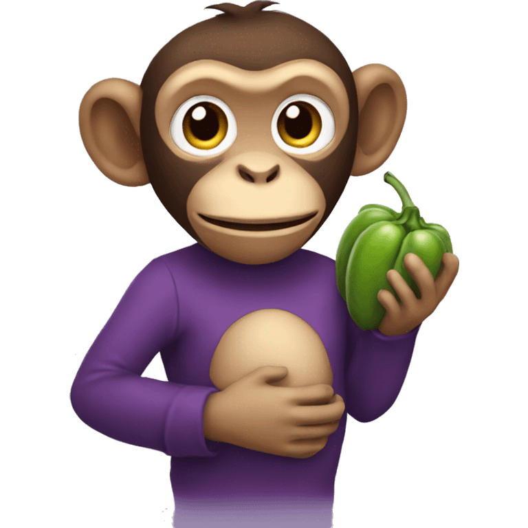 monkey holding an eggplant emoji