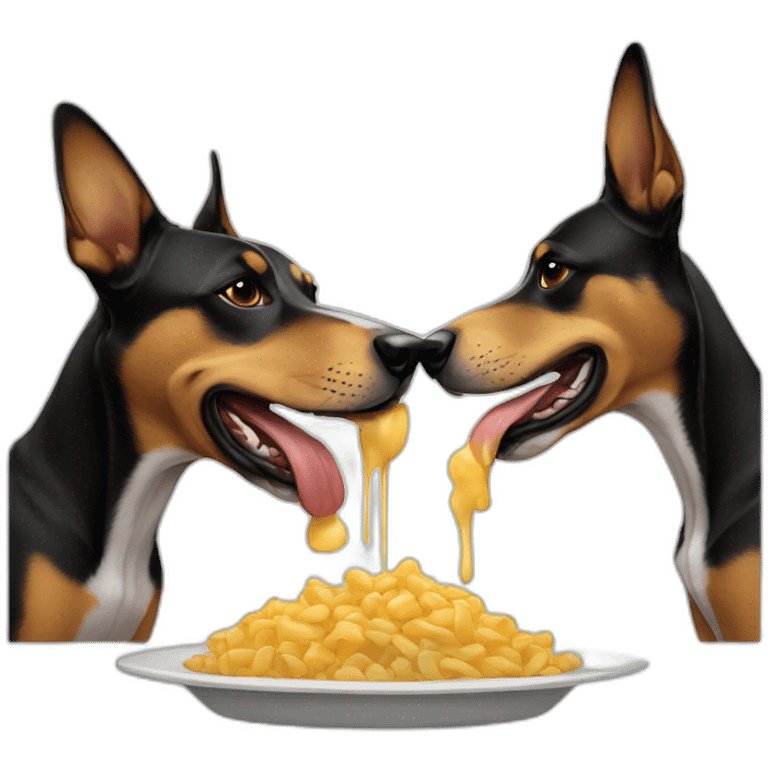 Male and female dog eating together  emoji