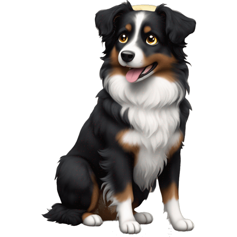 Small black australian shepherd dog moon emoji