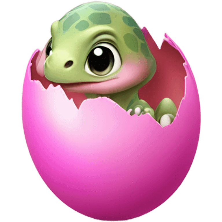 Baby dinosaur hatching from a pink egg emoji