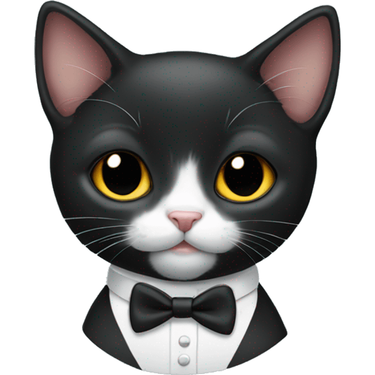 black kitten wearing bow tie emoji