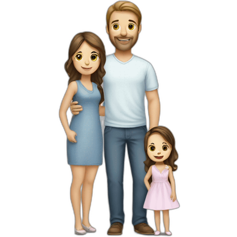 white brunette Husband and wife and little daughter infant emoji