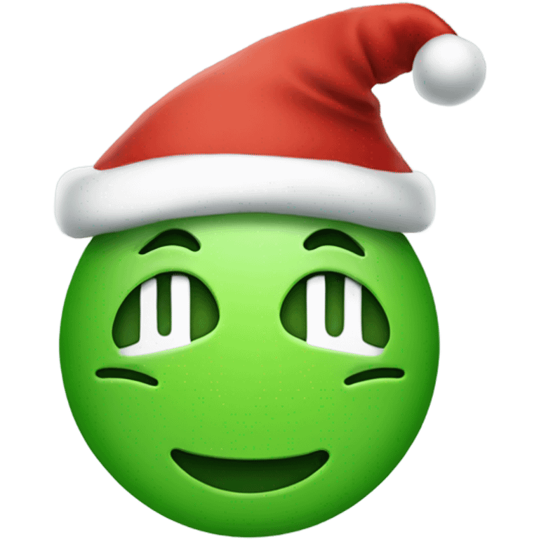 Green smiley face with Santa hat emoji