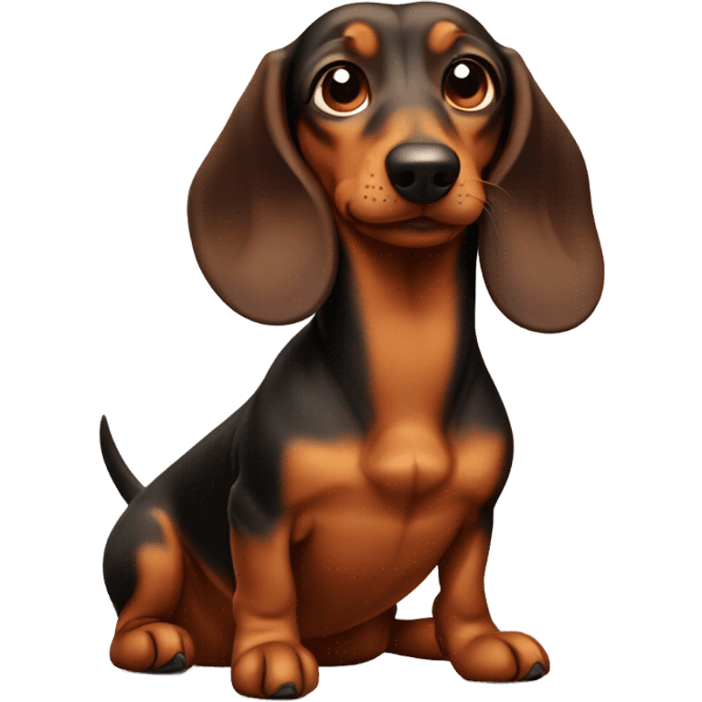 Judgy daschund squinting emoji