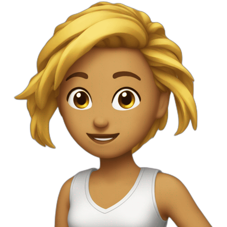 Chica pelo castaño.haciendo baile urbano emoji