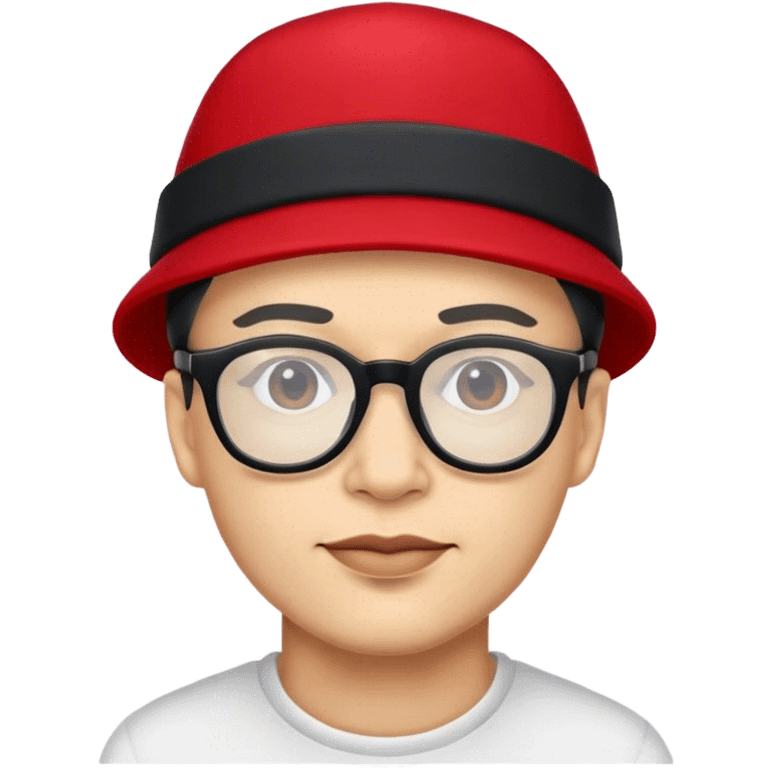 CARA DE HOMBRE CON GORRO ROJO Y LENTES NEGROS  emoji