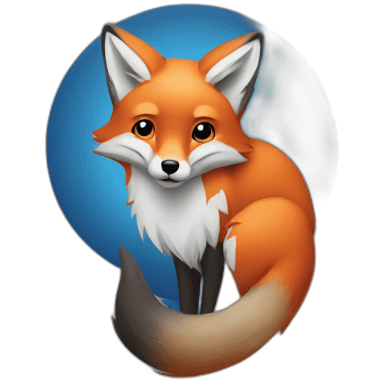 grey red fox with blue and orange accents probing a circuit emoji