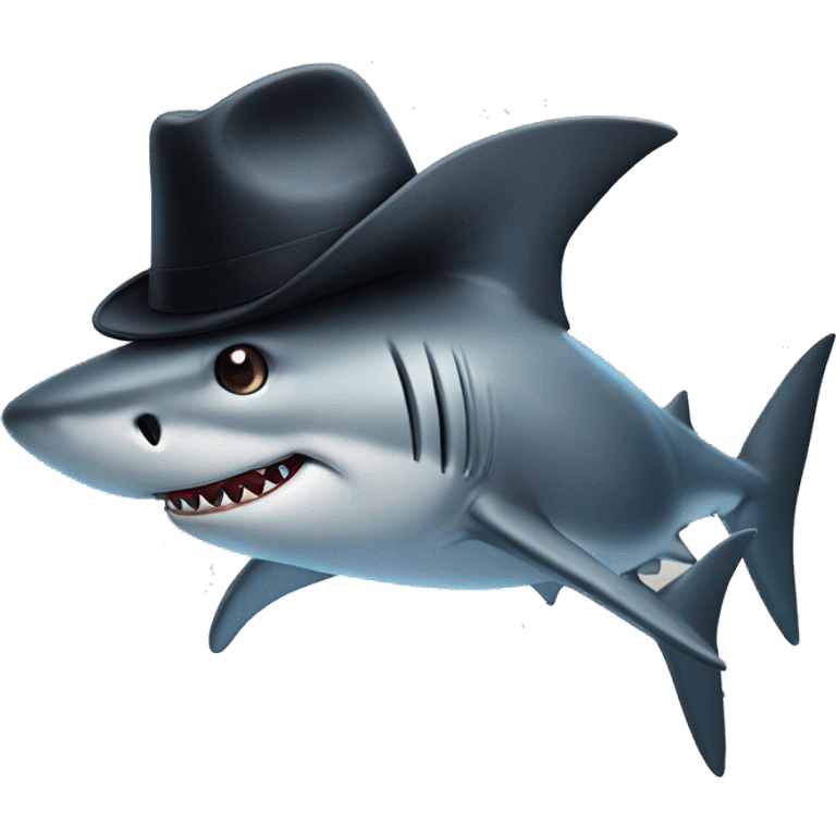 Shark with a top hatt emoji