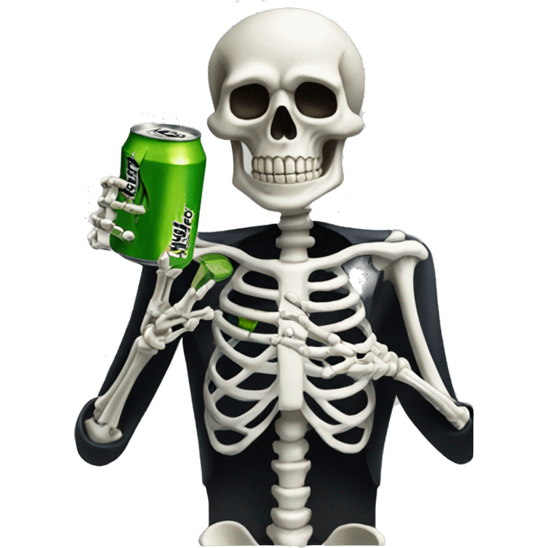 skeleton drinking a monster energy emoji