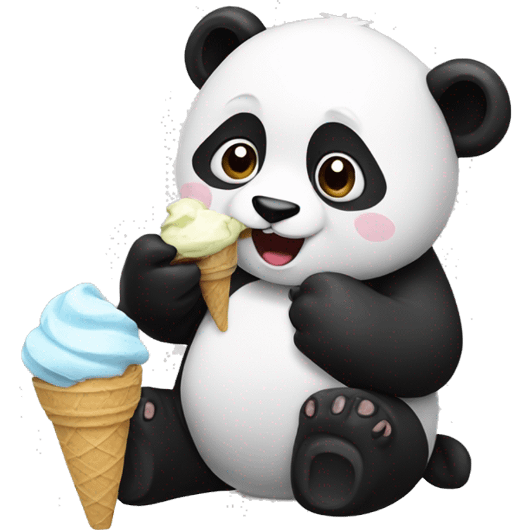 Panda eating ice cream emoji