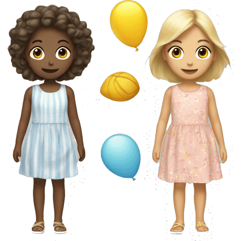 playful girls in summer dresses emoji