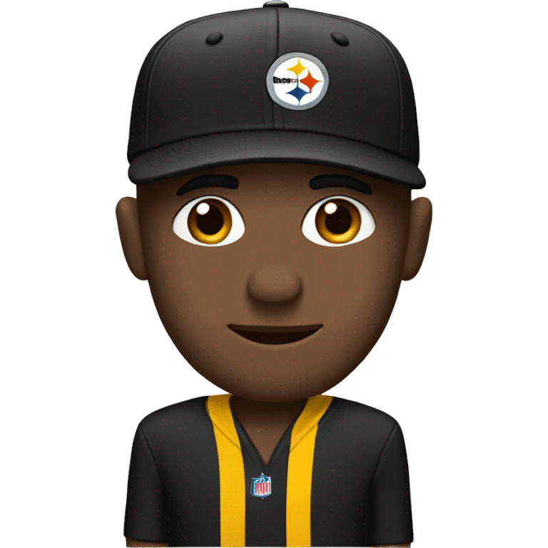 Guy wearing a Steelers hat emoji