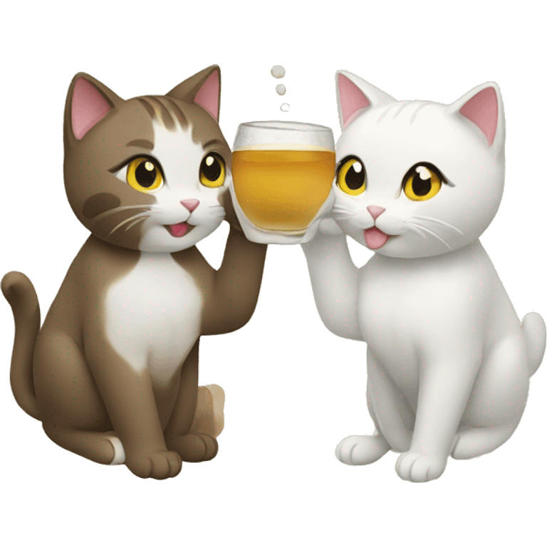 two cats drinking sake emoji