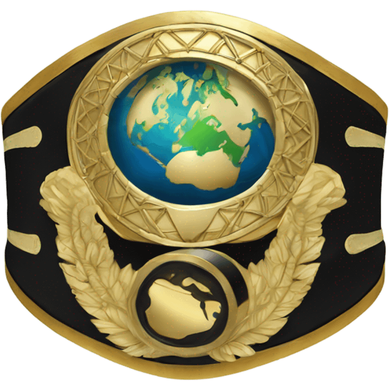 Championship title belt with the earth on front only use the colors gold and black emoji