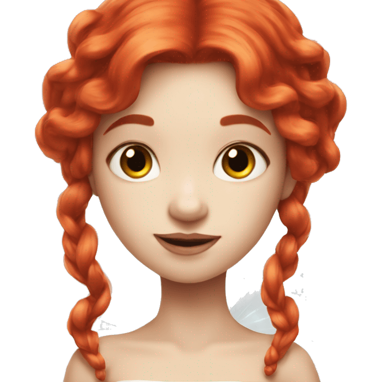 a white skin fairy, long red hair and wings emoji