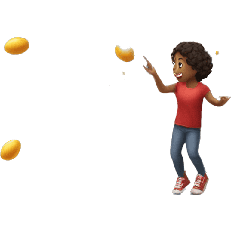 A child throwing eggs on the facade of a red fast food restaurant emoji