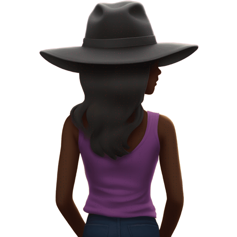 Girl with hat at sunset emoji