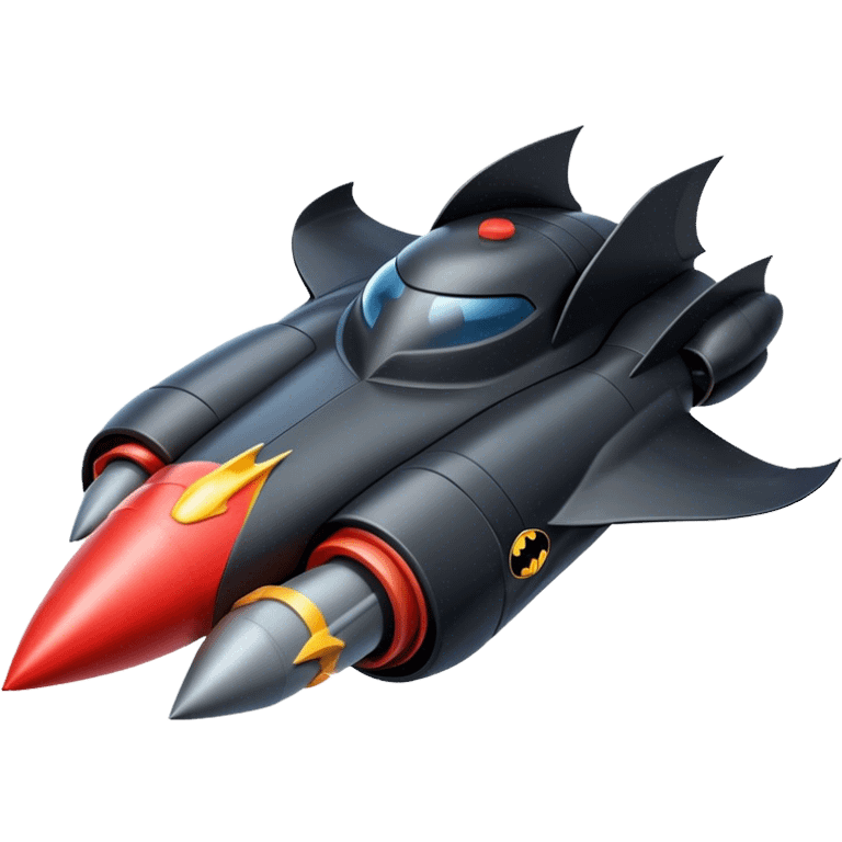 batmobile riding a rocket ship boom! emoji