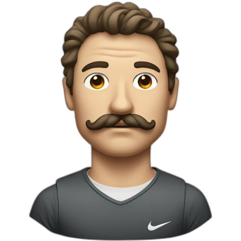 man with big mustach and edgar cut wear nike tech emoji