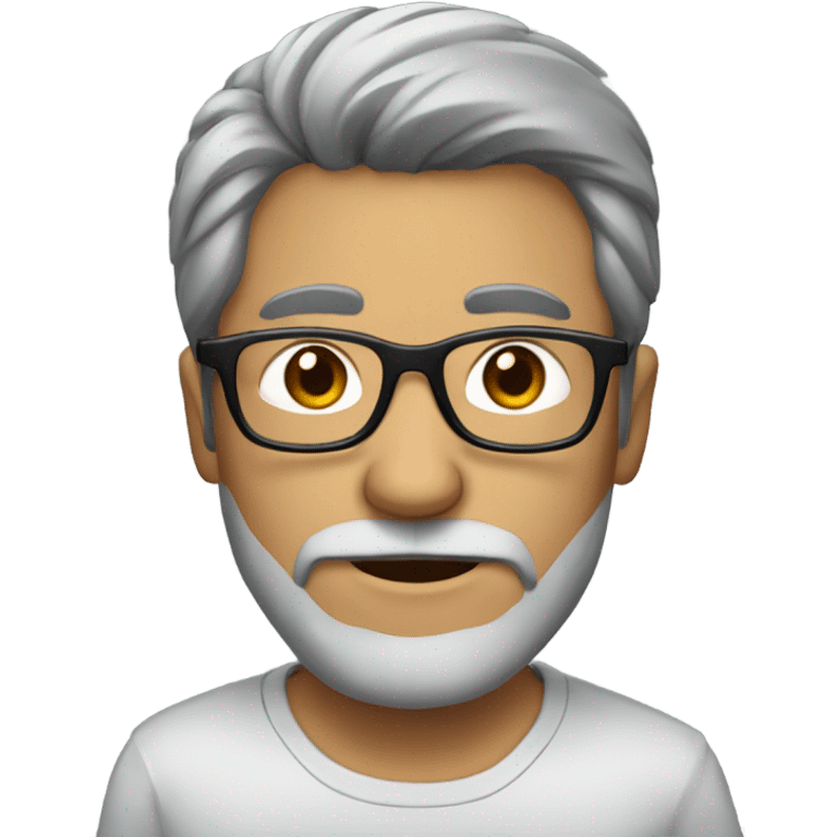 male with black and grey hair, with beard also grey and black, black big glasses emoji