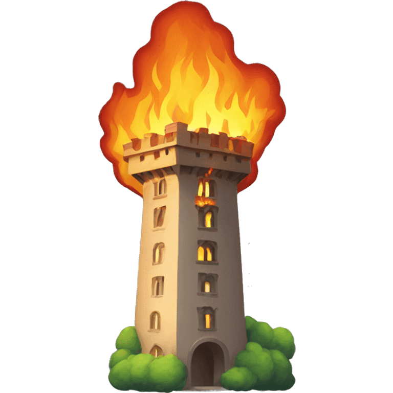 Tower with fire emoji